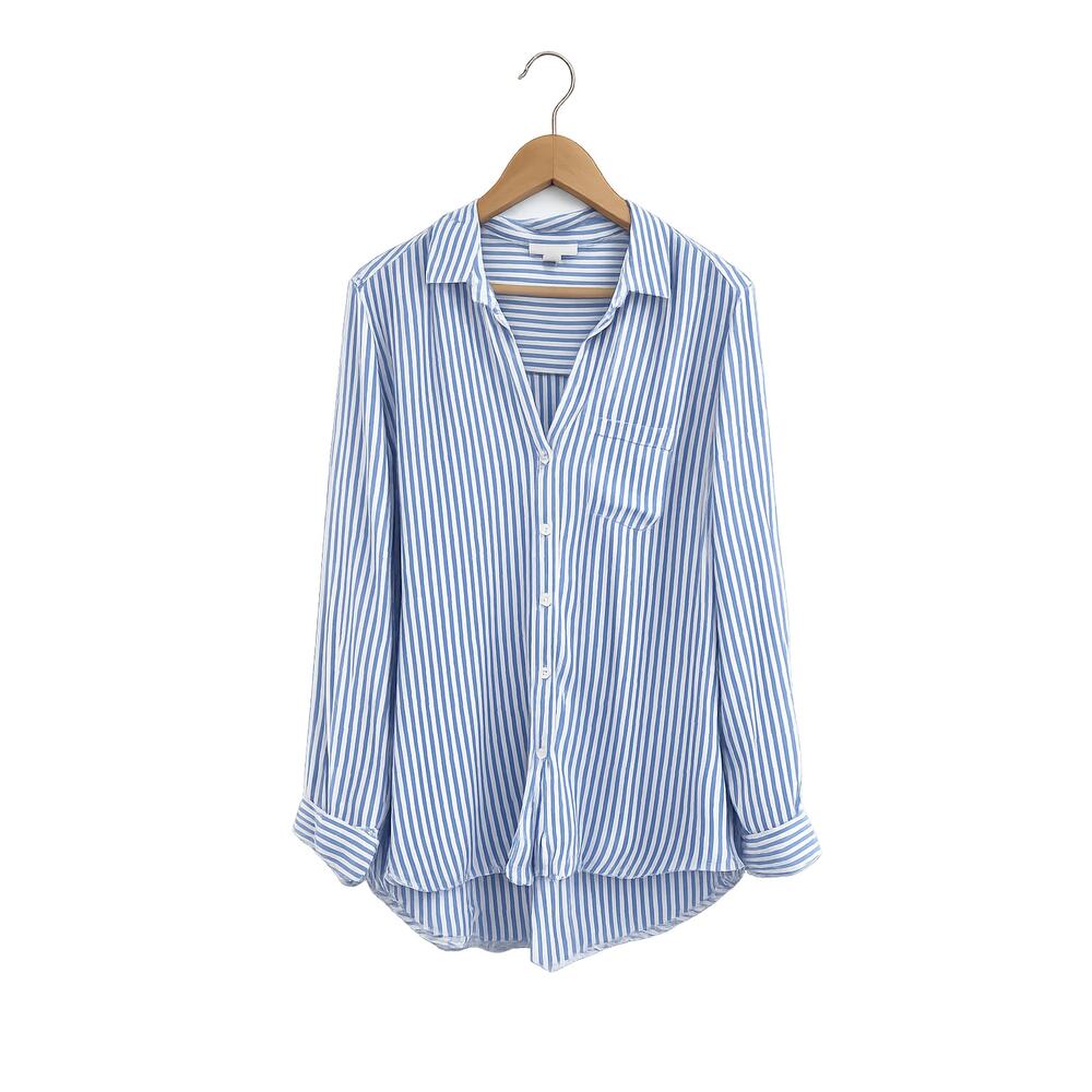 BeachLunchLounge Oversized Blue White Striped Button Down Shirt Sz L